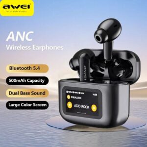 Беспроводные наушники с ANC и ENC шумоподавлением и сенсорным экраном AWEI T56